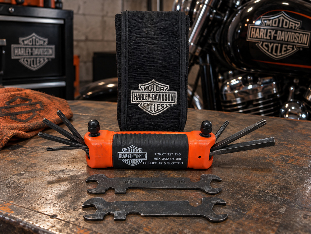 Harley-Davidson All-In-One Folding Tool Kit 94435-10 w/ Pouch Touring Multi Tool